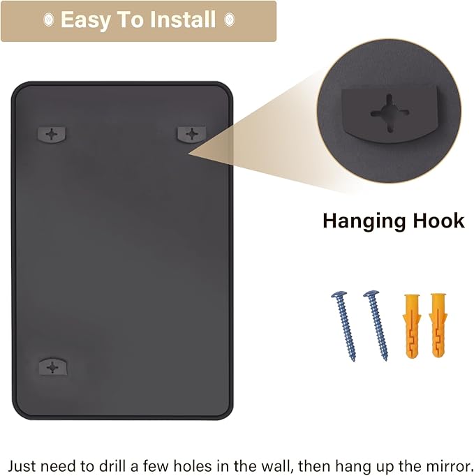 HARRITPURE Bathroom Mirror 38''x26'' - Black Wall Mirror for Over Sink, Aluminum Frame Rectangle Vanity Mirrors for Entryway Bedroom Living Room, Wall-Mounted Horizontally or Vertically
