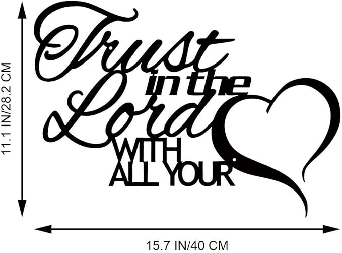 ESTART Trust in the Lord with all Your Heart Metal Sign, Metal Bible Verses Wall Art, Religious Quotes Wall Decor, Inspirational Love Theme Hanging Sign for Home Dining Room Kitchen Door Decorations