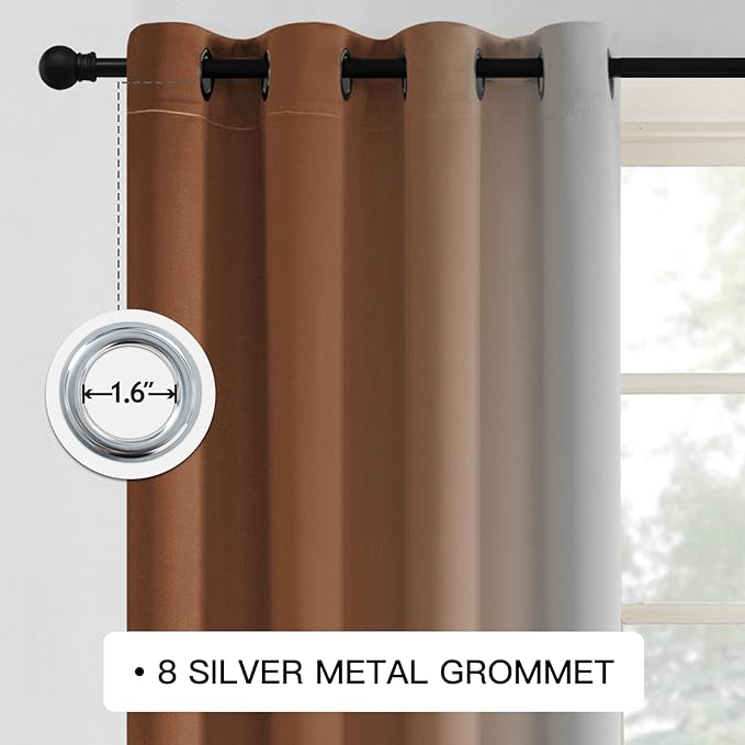 COSVIYA Curtains & Drapes Ombre Burnt Orange Curtains 84 inch Length 2 Panels, Grommet Room Darkening Light Blocking Insulated Thermal Gradient Window Curtains for Bedroom/Living Room,52x84 inches