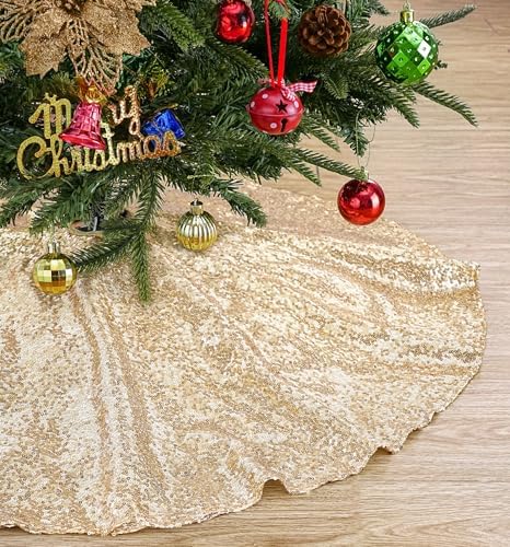 B-COOL 36inch Tree Skirt Sequin Trees Mats Christmas Champagne Pencil Tree by B-COOL
