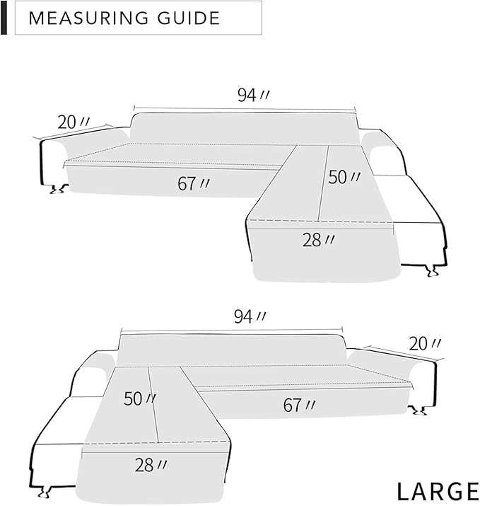 Easy-Going Sofa Slipcover L Shape Sofa Cover Sectional Couch Cover Chaise Cover Reversible Furniture Protector for Pets Kids Dog Cat (Large, Ivory/Ivory)
