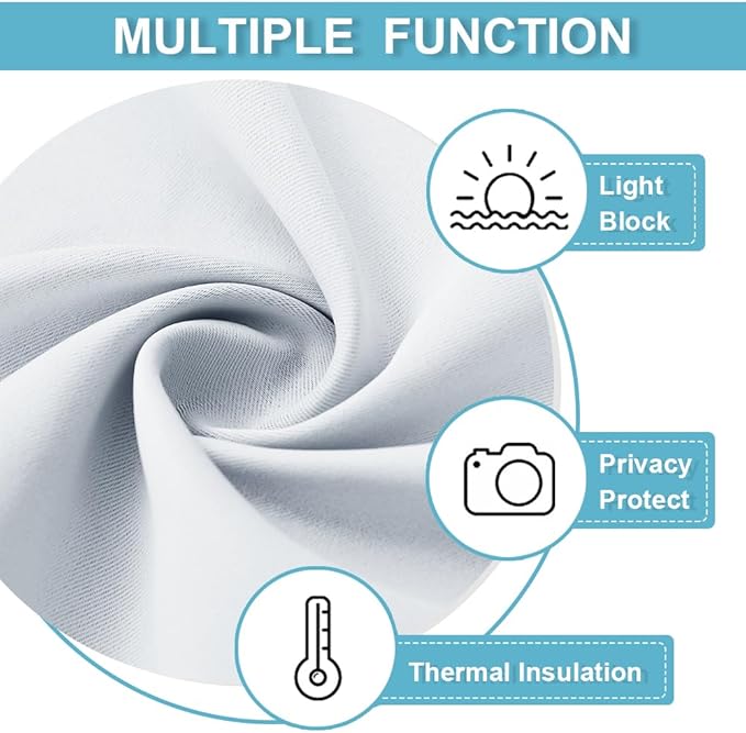 RYB HOME Blackout Door Curtain - Privacy Thermal Insulated Patio/Front/Tricia/French Door Window Curtains Sidelight Curtain Tie up Shade, W34 x L69 inch, 1 Panel, Greyish White