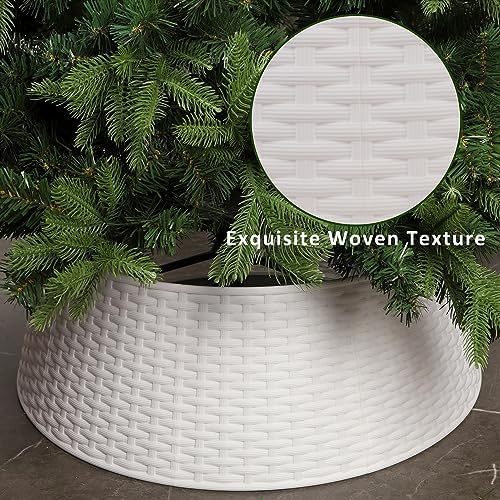 Blissun Christmas Tree Ring, 28.5" Plastic Christmas Tree Collar, Christmas Tree Skirt for Artificial Christmas Trees Decoration (Extra Large, White) - Image 4