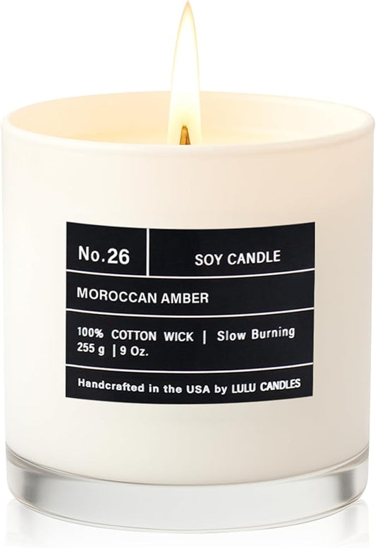 Lulu Candles | Moroccan Amber | Smells Musky & Floral | Luxury Scented Soy Jar Candle | Hand Poured in The USA | Highly Scented Long Lasting (9 Oz.)
