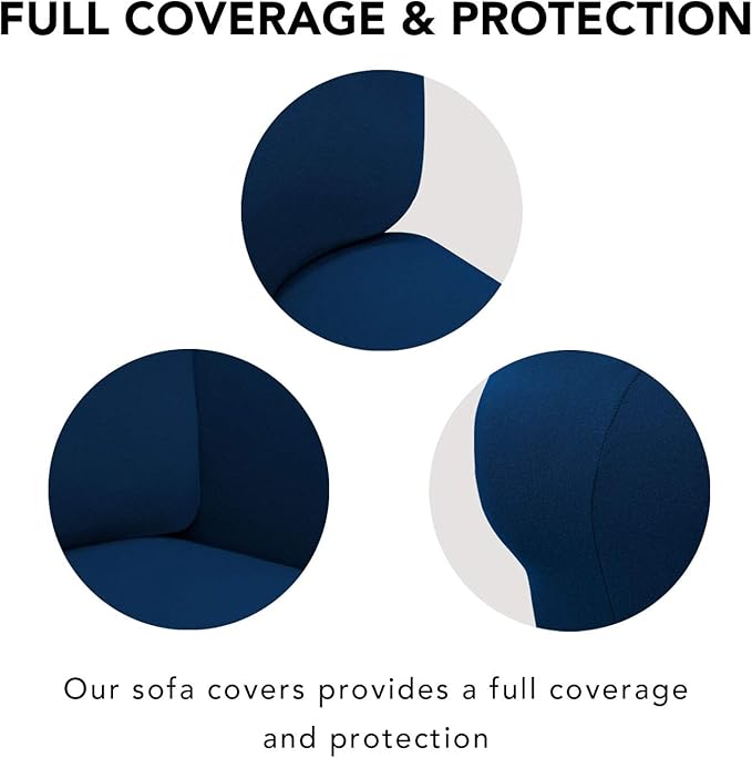 PureFit Super Stretch Chair Sofa Slipcover – Spandex Non Slip Soft Couch Sofa Cover, Washable Furniture Protector with Non Skid Foam and Elastic Bottom for Kids, Pets （Chair, Navy）