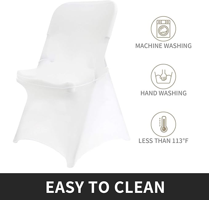 Peomeise Stretch Spandex Folding Chair Cover for Wedding Party Dining Banquet Event (White,25pcs)
