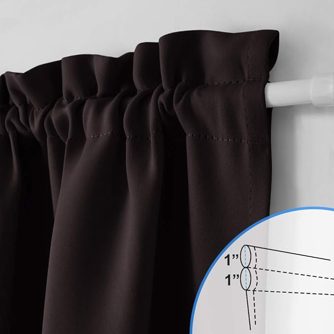 NICETOWN Privacy French Door Curtain - Functional Thermal Insulated Blackout Side Lights Front Door Curtain Panel (25W by 40L Inches, Toffee Brown, Single Panel)