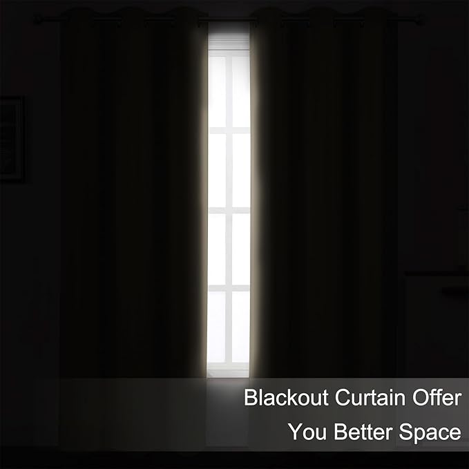 LEMOMO Khaki Thermal Blackout Curtains/42 x 84 Inch/Set of 2 Panels Room Darkening Curtains for Bedroom