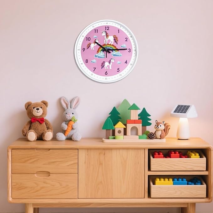 Pink Wall Clock,Silent Non Ticking Children's D??cor Quiet Clocks for Kids Room,Office,School,Bedroom,Kitchen,Classroom (12 inch Pink)