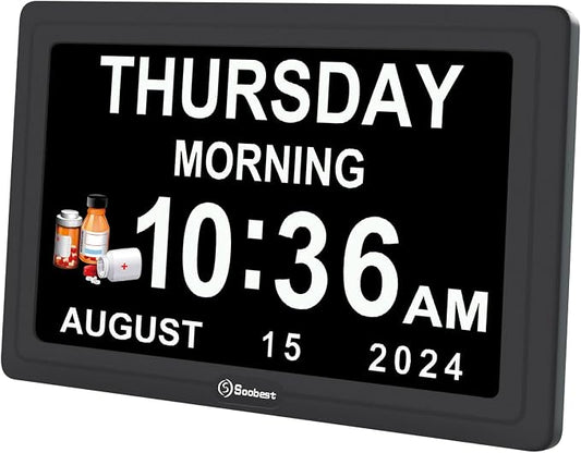 Soobest Dementia Clocks for Seniors, 7” Digital Date Clock Large Display by Soobest