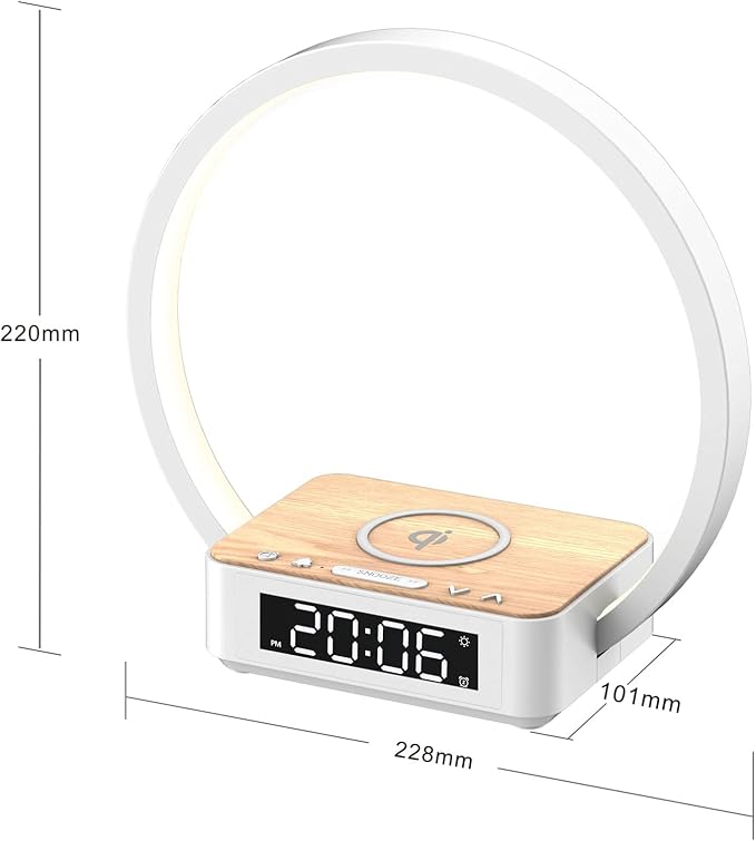 Desk Lamp with Alarm Clock Qi Wireless Charger, Touch Lamp for bedroom - Image 7