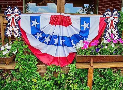 Heureppy Large Patriotic Wreath Bow Labor Day Decor Bow for Wreath Blue White Red Star Burlap Veterans Day Bow for Veterans Day Labor Day Front Door Indoor Outdoor Tree Topper Decoration Supplies - Image 4