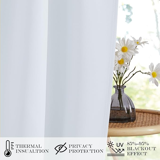 NICETOWN Blackout Side Door Curtains, Front Door Curtains for Small Window, Privacy Shades for Sidelight, Thermal Insulated Window Covering, Greyish White, 1 Panel, W12 X L40 Inches Long