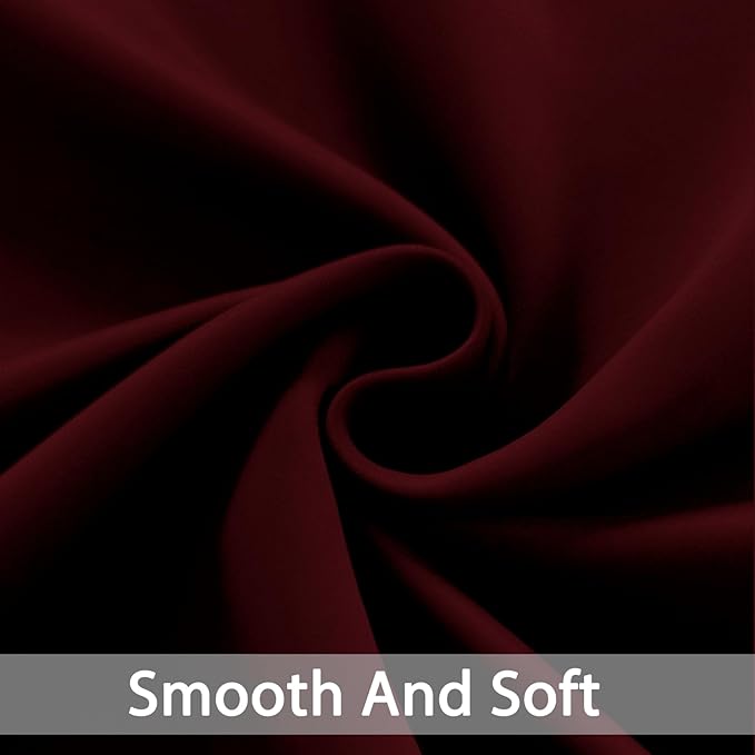 Yakamok Room Darkening Curtains 63 Inches Long Blackout Curtains Thermal Insulated Drapes with Grommets Top Window Treament Curtain for Bedroom Living Room 52 x 63 inch, Wine Red, 2 Panels Set