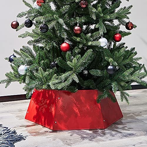 FORUP Metal Christmas Tree Ring with Printed Snowflake, Tree Skirt Base Stand for Christmas Decorations (Red) by FORUP+LLC