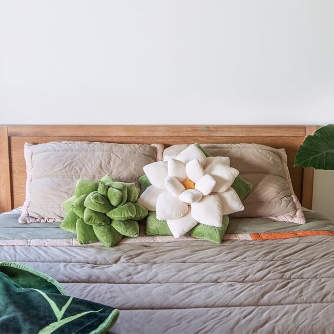 Green Philosophy Co. Succulent® Pillow 16" – Soft 3D Decorative Flower Throw Pillow, Unique Olive Green Plush Flower Cushion, Perfect for Couch, Sofa, Bedroom Decor, Gift for Plant Lovers