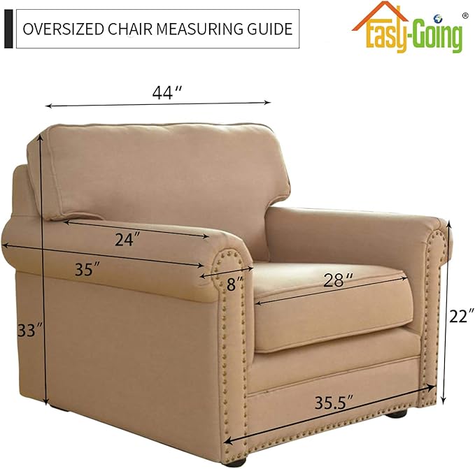 Easy-Going Stretch Oversized Chair Sofa Slipcover 1-Piece Couch Sofa Cover Furniture Protector Soft with Elastic Bottom for Kids Spandex Jacquard Fabric Small Checks Dark Gray