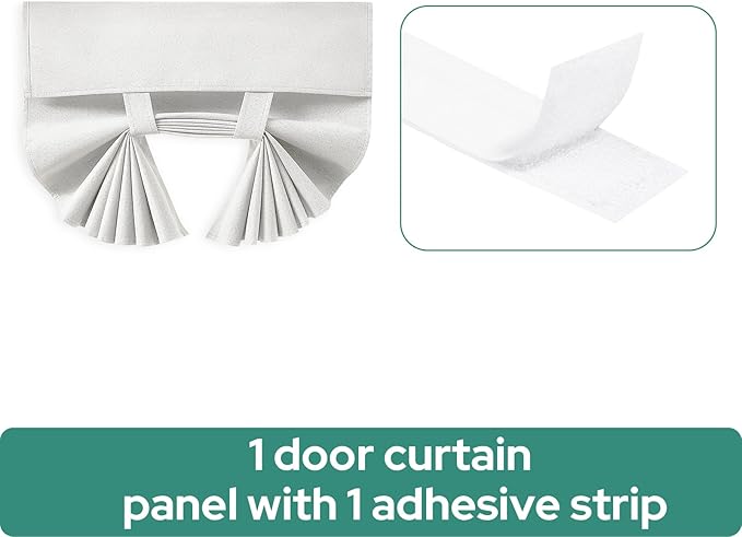 HOMEIDEAS 100% White Linen Blackout French Door Curtains, Privacy Door Window Curtains, 30 X 68 Inch Room Darkening Blinds, Thermal Insulated Shades for Bedroom, 1 Panel