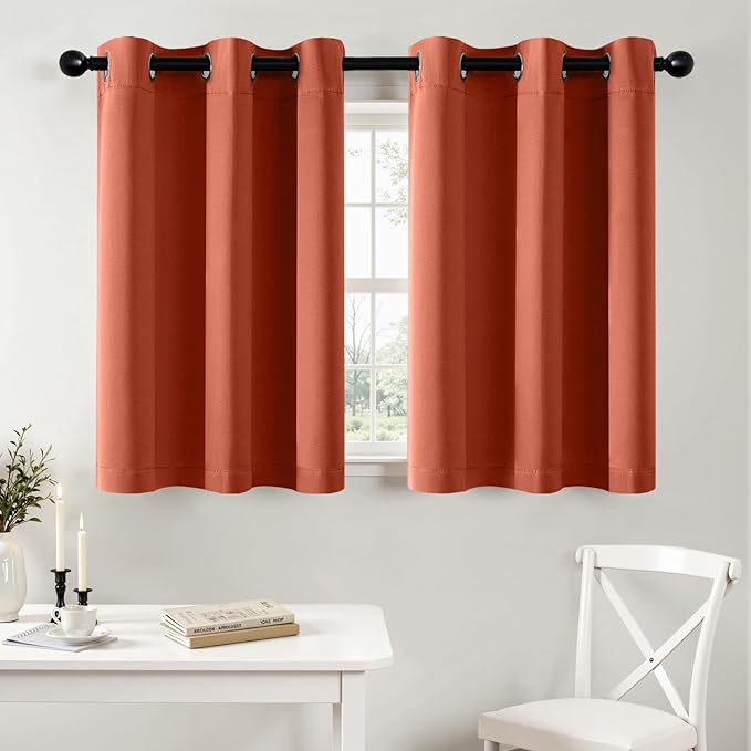 MIULEE Burnt Orange Blackout Curtains for Bedroom Living Room 36 Inches Long 2 Panels, Thermal Insulated Room Darkening Drapes Grommet Noise Reducing Light Blocking Window Treatments 40x36 Inch