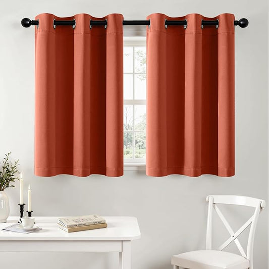 MIULEE Burnt Orange Blackout Curtains for Bedroom Living Room 36 Inches Long 2 Panels, Thermal Insulated Room Darkening Drapes Grommet Noise Reducing Light Blocking Window Treatments 40x36 Inch