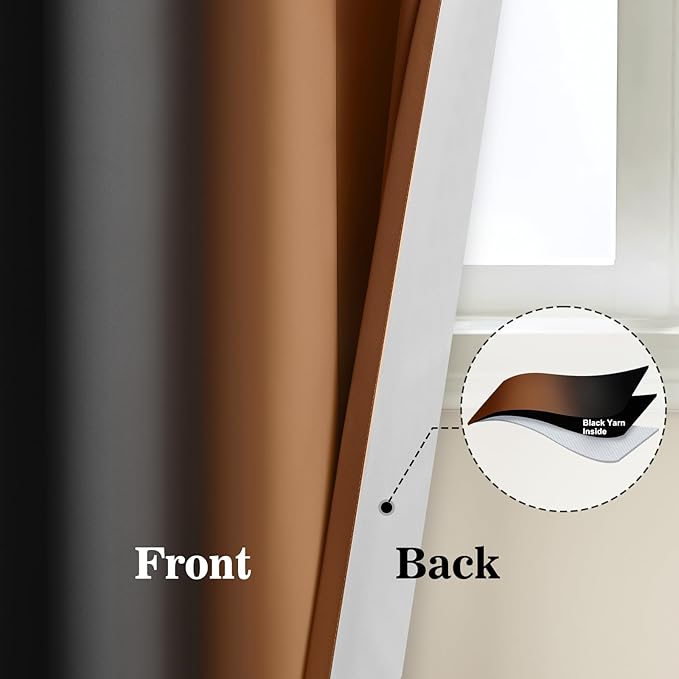 Yakamok Blackout Ombre Burnt Orange and Black Curtains-Gradient Room Darkening Curtain, Grommet Thermal Insulated Light Blocking Window Drapes Curtain for Living Room Bedroom,52 x 72 Inch,2 Panels