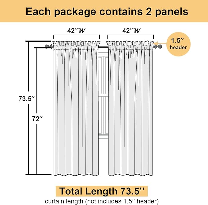 Lecloud Hot Pink Sheer Curtains 72 Inches Long 2 Panels, Solid Voile Light Filtering Living Room Curtains for Bedroom, Rod Pockets Window Treatment Transparent Airy Drapes, Each Panel 42" W x 72" L