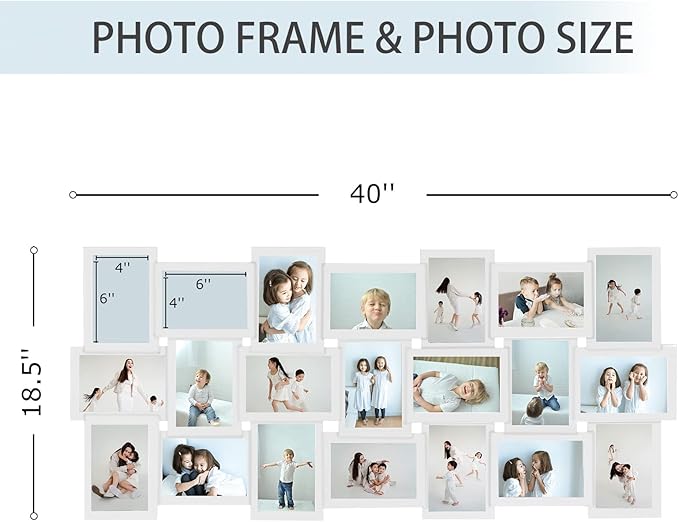 HELLO LAURA Photo Collage Frame 4x6 for Wall Decor - Family Picture Frames Gallery Display Multiple Photos - White