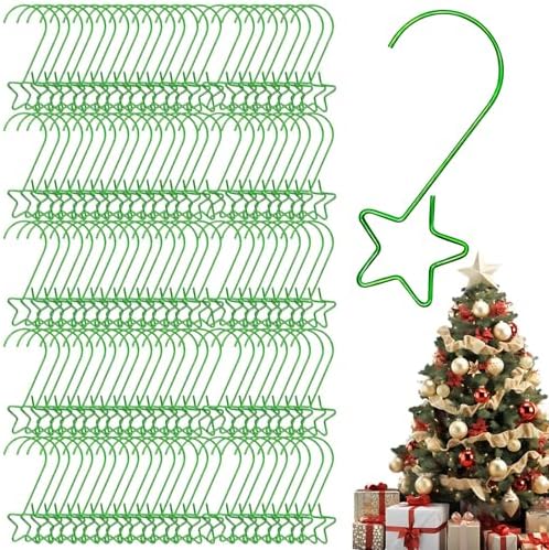 100Pcs Small Green Creative S Hook Christmas Holiday Ornaments, Xmas Party Ornament Hooks Decorations Supplies, Christmas Tree Decor for Hanging Suitable for Hanging Stockings by HINGTAI