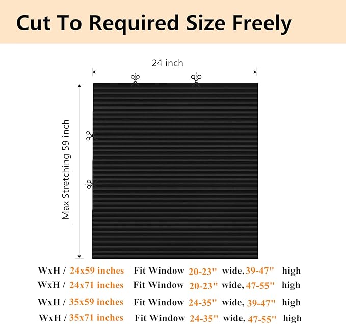 Window Blinds Cordless Blackout No Drill Cut to Size Clip On Stick On Self Adhesive Temporary Blinds Pleated Paper Blinds for Windows Doors Shades for Home Nursery Bedroom Kitchen Bathroom