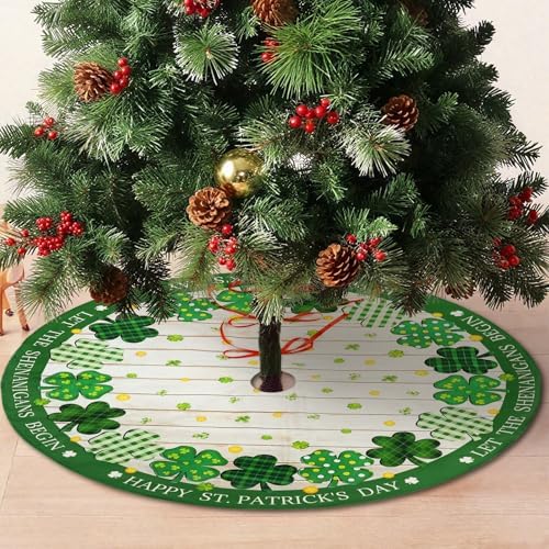 36 Inch St. Patricks Day Tree Skirt Mat Short Plush Green Shamrock Tree Skirts for Indoor Outdoor St. Patricks Day Tree Decoration(Green Shamrock) - Image 3