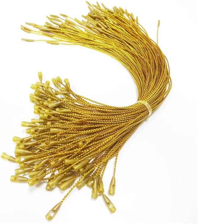 1000pcs Gold Christmas Ornament Hanger Snap Locking String Ornament Hangers Snap Locking Tighten The Pendant Rope Bullet Gold Thread for Christmas Tree Ornament Decorations (Gold) by YANGZHI