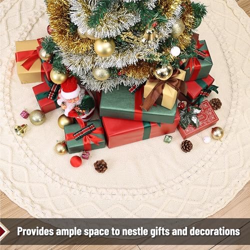Mr. Pen Christmas Tree Skirt - 48 Inch Knitted Xmas Tree Skirt - Image 4