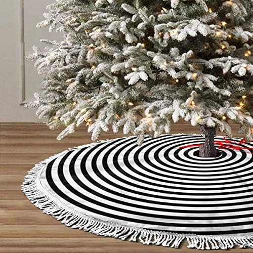 Christmas Tree Skirt 36" Inch Spiral Xmas Tree Skirt Mat with White Tassel for Party Holiday, Tree Skirt Christmas Decorations by GHYGTY