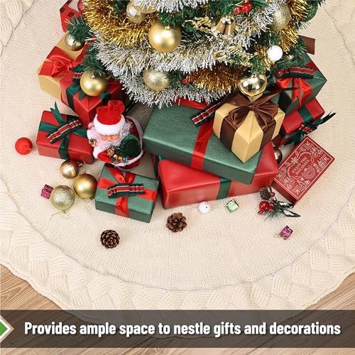 Mr. Pen Christmas Tree Skirt - 48 Inch Knitted Xmas Tree Skirt - Image 4