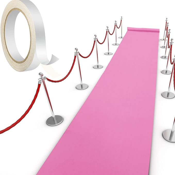 Shappy Pink Carpet Runner Rug for Party 55gsm Thickness with Carpet Tape Hallway Rug for Graduate Wedding Party Dance Floor Outdoor Accessories(2.6 x 30 Feet)
