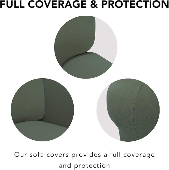 PureFit Super Stretch Sofa Slipcover – Spandex Non Slip Soft Couch Sofa Cover, Washable Furniture Protector with Non Skid Foam and Elastic Bottom for Kids, Pets （Oversized Sofa, Grayish Green）