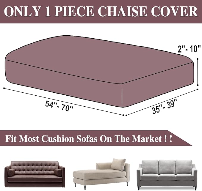LA MEACK Couch Cushion Chaise Lounge Cover Washable Separate Seat Chaise Couch Cover Stretch Sectional Sofa Slipcover (1 Piece for Chaise or Sofa 3-Seater, Burgundy)