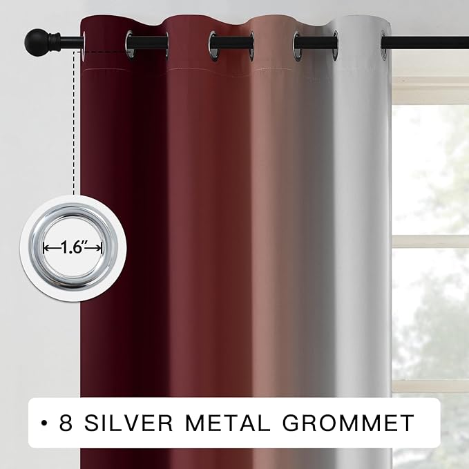 COSVIYA Curtains & Drapes Ombre Red Curtains 84 inch Length 2 Panels,Full Room Darkening Grommet Insulated Thermal Window Curtains for Bedroom/Living Room,52x84inches