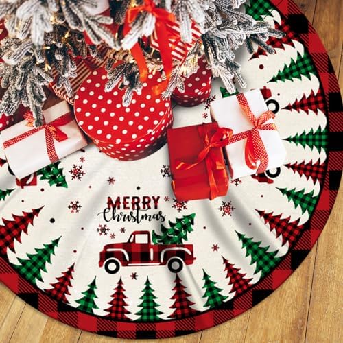 Christmas Tree Skirt Red Buffalo Plaid Xmas Tree Skirts Mat 48 Inches by ssailuedecor