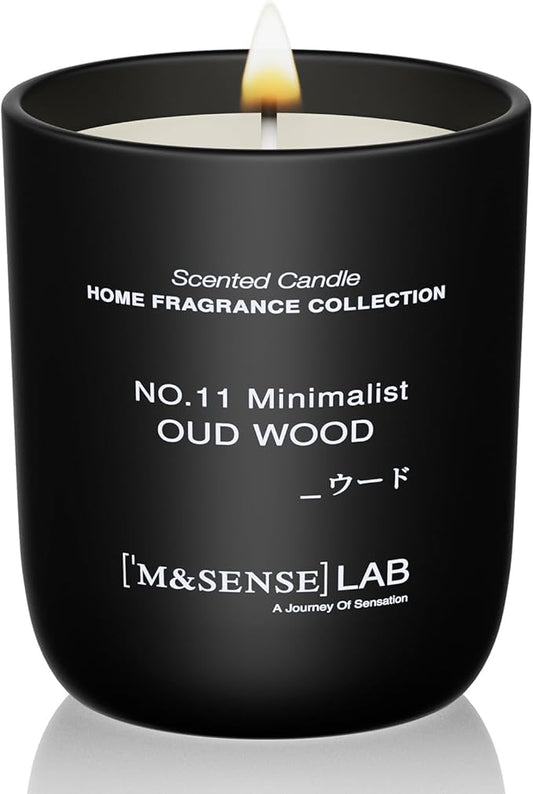 M&SENSE Natural Soy Candle| Oud Wood | 5.3 oz | Mini Spring Scented Candles for Relaxation, Valentines Day Gift, Home Décor | for Bedroom, Office, Party Small