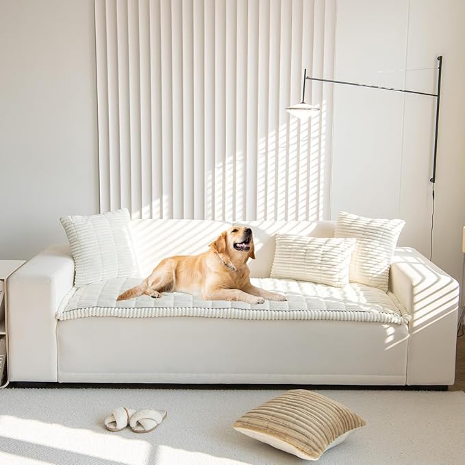 Gumfolk Pet Couch Covers for Sofa Slipcovers Couch Protector for Dogs Washable Cushion Cover, Sofa Pad Blanket Furniture, White, 27in*83in