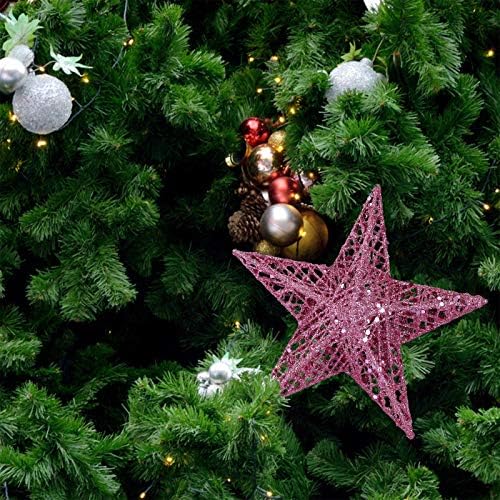 BinaryABC Christmas Tree Topper Star,Glittering Christmas Tree Decoration Ornaments,20cm (Pink) - Image 2