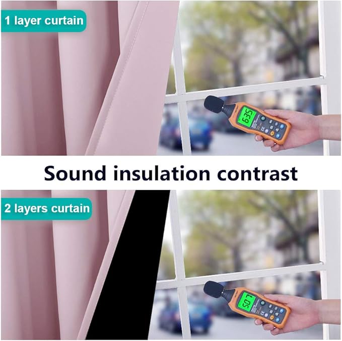 NICETOWN 100% Blackout Window Curtain Panels, Heat and Cold Blocking Drapes with Black Liner for Nursery, 120" Thermal Insulated Draperies (Lavender Pink, 2 Pieces, 52" Wide Each Panel)