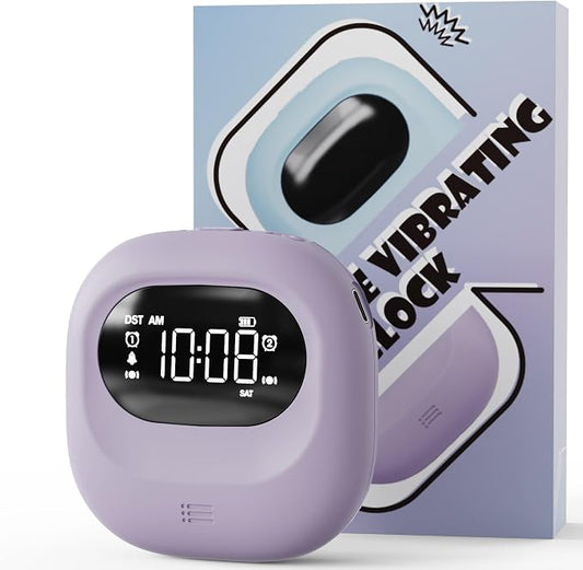 Vibrating Alarm Clock Rechargeable 3000mAh Battery Travel Clock Purple by ROCAM