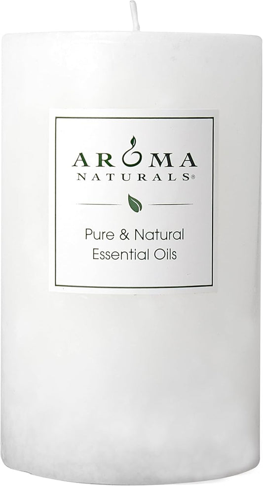 Aroma Naturals Patchouli and Frankincense Essential Oil White Scented Pillar Candle, Meditation, 2.5 inch x 4 inch