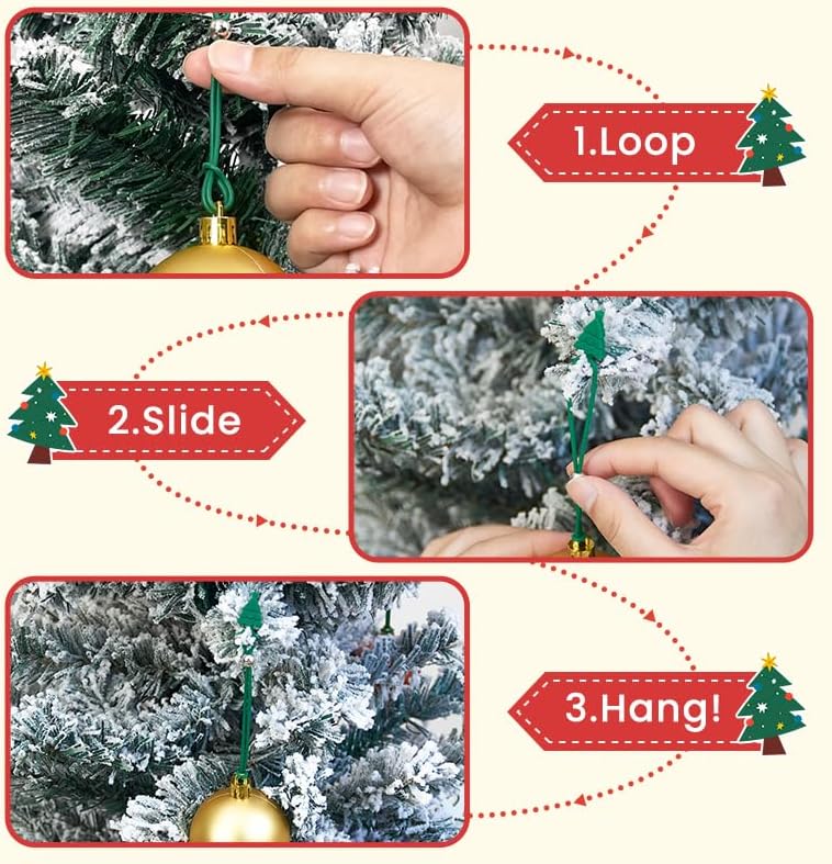 Ornament Hooks for Hanging Christmas Decorations, No-Slip Hanging Hooks for Xmas, Multi-use Silicone Data Cable Organizer, Reusable Ornament Hanger Hooks for Small & Large Ornaments (16) - Image 5