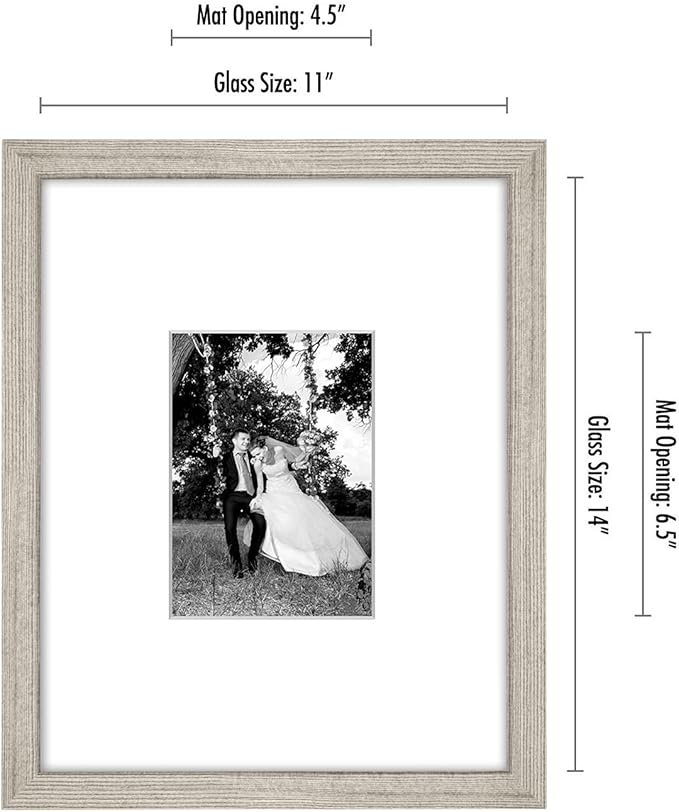 Americanflat 11x14 Picture Frame with Shatter-Resistant Glass - Use as 5x7 Frame with Mat or Display 11x14 Photo Without Mat - Signature Collection - Picture Frames for Wall Display - Driftwood