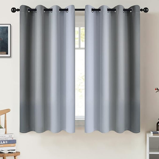 COSVIYA Blackout Curtains & Drapes Ombre Grey Room Darkening Curtains for Bedroom, Gradient Grommet Light Blocking Insulated Thermal Small Window Curtains for Living Room,2 Panels,52x54 inches