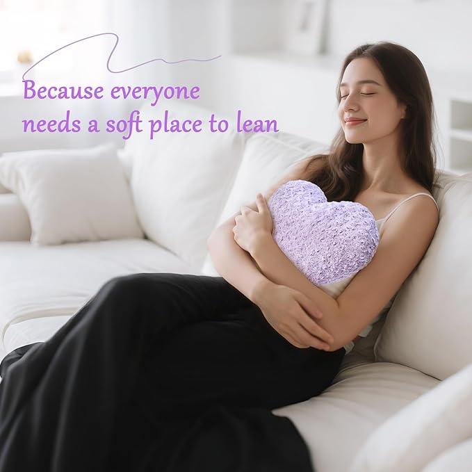Heart Pillow Purple Throw Pillows, Soft Fluffy Decorative Pillows for Bed Couch Chair, Cute Heart Shaped Room Decor Gifts for Valentine Anniversary Birthday Mothers Christmas (Small, 13"x10")