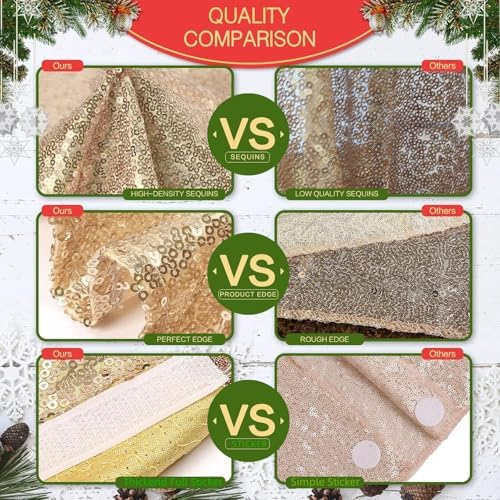 B-COOL Christmas Tree Skirt Champagne Gold Sequence Xmas Tree Skirts - Image 3